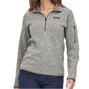 Women’s Patagonia Better Sweater 1/4 zip Fleece. Size Medium. Gray Birch White